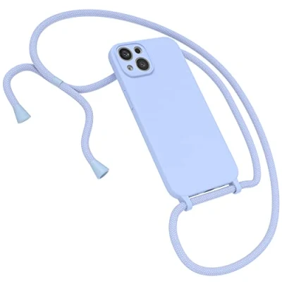 Abbildung von EAZY CASE Premium Silikon Handykette kompatibel mit iPhone 13 Handyhülle Umhängeband, Handykordel Schutzhülle, Silikonhülle, Hülle Band, Kette für Smartphone, Hell Blau