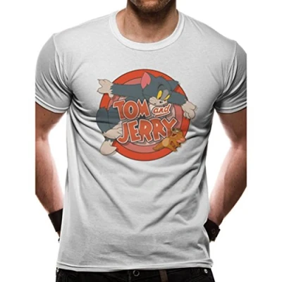 Abbildung von Warner Bros. T Shirt TOM and JERRY weiß Logo Herrengrößen M L XL XXL