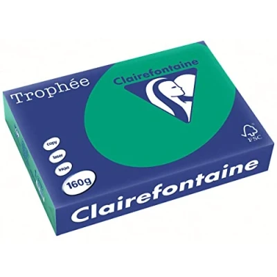 Abbildung von Clairefontaine 1019C Ries Druckerpapier / Kopierpapier Trophee, intensive Farben, DIN A4, 160g, 250 Blatt, Tannengrün, 1