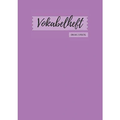 Abbildung von Vokabelheft DIN A4: 2 Spalten liniert Schulheft in A4 Format Lila Violet mit 70 Seiten fuer Vokabeln und Fremdsprachen ( Englisch, Franzoesisch,italenisch latein etc.)