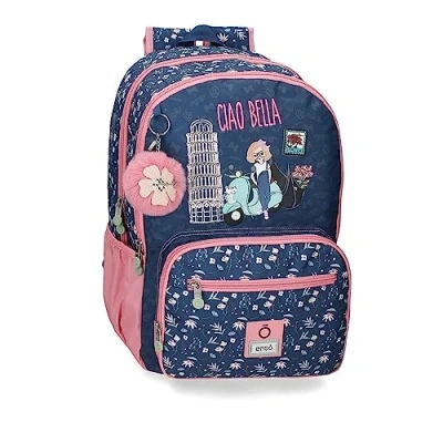 Abbildung von Enso Ciao Bella Schulrucksack, Doppelfach, anpassbar, blau, 32 x 44 17 cm, Polyester, 23,94 l, Talla única, Schulrucksack mit doppeltem Fach, anpassbar an den Trolley