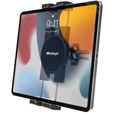 Abbildung von Tablet Halterung Auto Lüftung, woleyi KFZ Lüftungen Handyhalter mit sicherem Halt für iPad Pro 9.7, 10.5, 11 / Air Mini 5 4 3 2, Galaxy Tabs, iPhone 12 Max 11&quot; Handys und Tablets