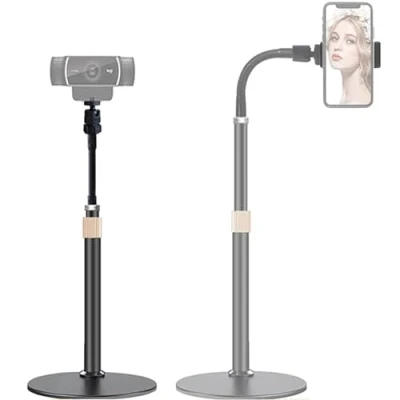 Abbildung von Etucro Webcam Ständer Telefonhalter [Erweiterungstyp] Desktop Flexibler Schwanenhals Videoständer Kamerahalterung für Mobiltelefone, Logitech C922 C930e C920S C920 usw. (1/4&quot; Gewinde)