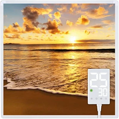 Abbildung von Heidenfeld Infrarotheizung HF HP105 𝟭𝟬 𝐉𝐀𝐇𝐑𝐄 𝐆𝐀𝐑𝐀𝐍𝐓𝐈𝐄 400 Watt Bis 10 m² Infrarot Heizkörper Elektroheizung mit Thermostat Überhitzungsschutz (400 Watt, Strand)