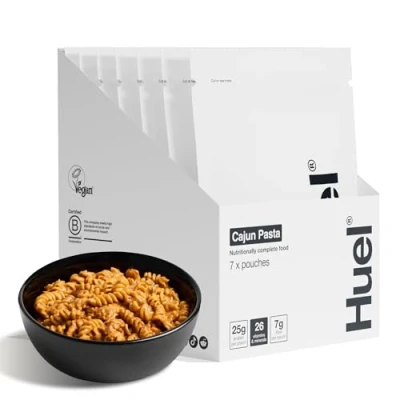 Abbildung von Huel Hot &amp; Savoury Cajun Pasta (7 Portionen), Vegane Protein Mahlzeit mit 25 g Eiweiß, 26 Vitamine Mineralstoffe, Pflanzliches Fertiggericht, Ausgewogen Nährstoffreich