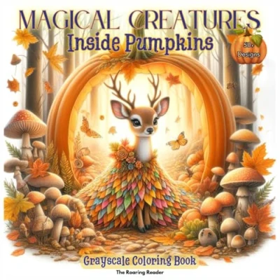 Abbildung von Magical Creatures inside Pumpkins Grayscale Coloring Book: Enchanting Designs of Animals in Costumes for Relaxation and Creativity. (Whimsical world small things., Band 1)