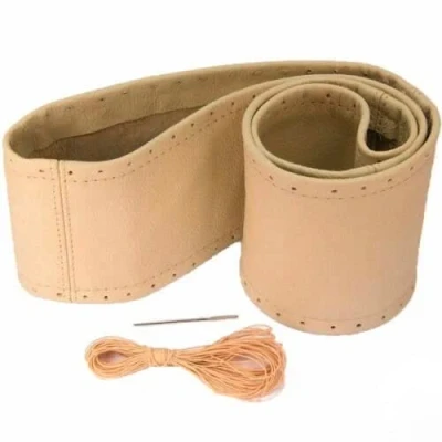 Abbildung von Lenkradbezug beige echt Leder 37 39 cm zum Schnüren Lenkrad Schoner