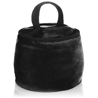 Abbildung von com four® Türstopper mit Griff extra schwer 1,8 kg Türhalter verstärkten Nähten Funktionelles Wohnaccessoire runder, weicher Bremsklotz für Fenster und Türen (Rund schwarz)