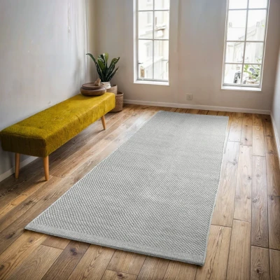 Abbildung von andas Wollteppich &quot;Woolscape 1&quot;, handgewebter Wendeteppich, Uni Farben, reine Wolle, Wohnzimmer