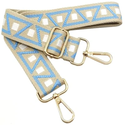 Abbildung von Verstellbarer Schultergurt für Taschen Blau Weiß, Taschengurte zum Wechseln, Taschengurt Breit mit Karabiner Gold, 80 130 cm Tragegurt Tasche Damen Schulterriemen, Handtasche, 3.8cm, 1105