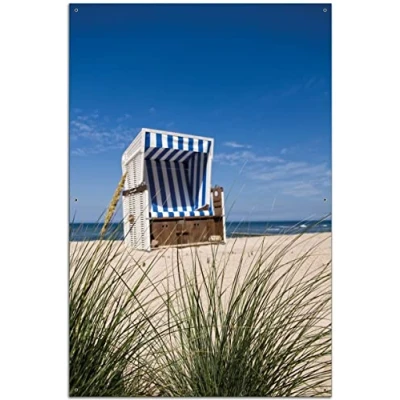 Abbildung von Wallario Outdoor Poster für Garten oder Balkon Strandkorb, Motivbanner Größe: ca. 60 x 90 cm, Bild