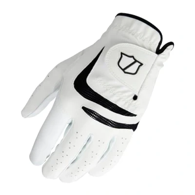 Abbildung von Wilson Staff Herren Golfhandschuh, Grip Plus, Material Kombi, Größe: XL, Rechtshand, MRH, weiß, WGJA00690XL