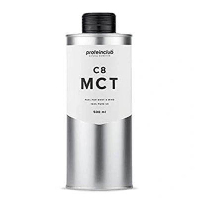 Abbildung von proteinclub MCT Öl C8 (500ml) Reiner Extrakt aus 100% Kokosöl Caprylsäure Vegan Ideal für Bulletproof Coffee &amp; Keto Diät Geschmacksneutral