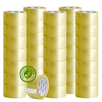 Abbildung von Ofituria m office transparentes Klebeband, selbstklebendes Verpackungsband für Kartons, Versand, Umzüge und Handwerk, sicheres robustes Papier (48 mm x 66 m, x36)