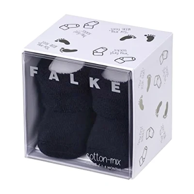 Abbildung von FALKE Unisex Baby Socken Erstling B SO Baumwolle einfarbig 1 Paar, Blau (Dark Marine 6170), 62 68
