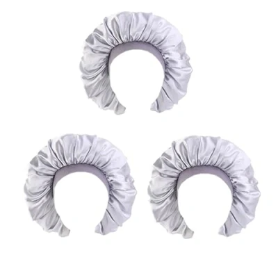 Abbildung von DEPHNARSA 3PCS Extra Large Sleep Cap Jumbo Satin Bonnet with Comfort Elastic Band (C Silver 3PK)