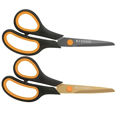 Abbildung von KUONIIY Schere, Ultra Scharfe Titan Scheren mit weichem Griff, Multifunktionale Set, 2er Pack, 20,3 cm (Schwarz, Gelb)