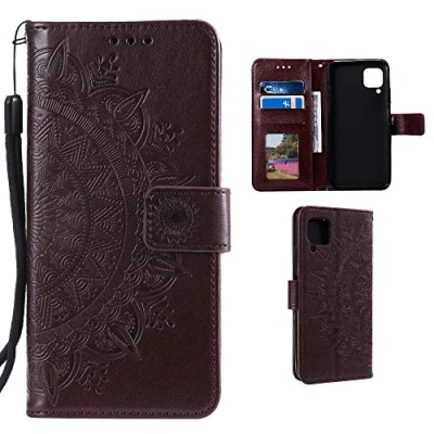 Abbildung von CoverKingz Schutzhülle kompatibel mit Samsung Galaxy A12 Handycover Kartenfach Schutztasche Wallet Flip Case klappbar Motiv Mandala Braun