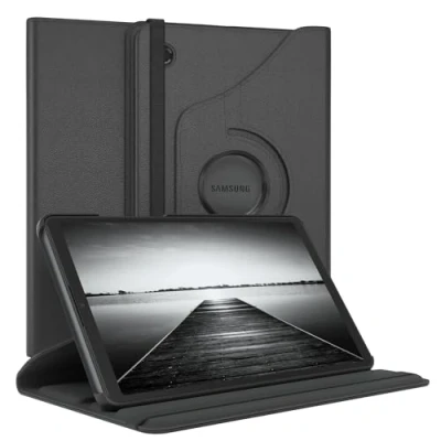 Abbildung von EAZY Case Tablet Hülle für Samsung Galaxy Tab A9 Schutzhülle 8,7 Zoll Smart Cover Rotationcase zum Aufstellen Klapphülle 360 drehbar mit Standfunktion Tasche Kunstleder Schwarz