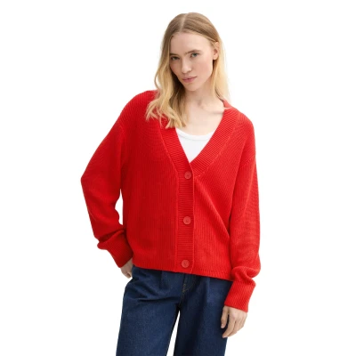Abbildung von TOM TAILOR Denim Cardigan mit Strickstruktur und Knopfleiste