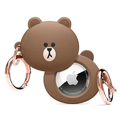 Abbildung von elago I LINE Friends Silikon Hülle Kompatibel met für Apple AirTag Tracker Voller Schutz, Inklusive Schlüsselring, Schlankes und Einfaches Design, Kratz Fallschutz [Offizielle Ware] (Brown)