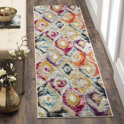 Abbildung von SAFAVIEH Boho Teppich für Wohnzimmer, Esszimmer, Schlafzimmer Monaco Collection, Kurzer Flor, Multi, 66 X 183 cm