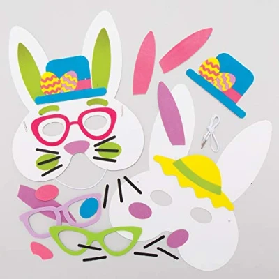 Abbildung von Baker Ross Osterhasen Masken, 4er Packung, Osterbasteln für Kinder, AX769