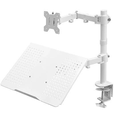 Abbildung von VIVO STAND V002CW voll verstellbare Computer Monitor und Laptop Tischhalterung, Ständer mit Ösen, passend für Laptops bis zu 17 Zoll (43,2 cm)