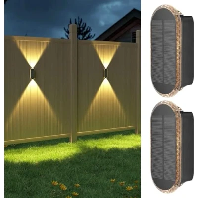 Abbildung von ELLASAY Solarlampen für Außen,Solar Wandleuchte Up and Down Leuchten Aussen IP65 Wasserdicht,3 Farben Heller Solarleuchten Garten Kabellos Hof Pools Haus Deck Porch Zaun 2 Pack