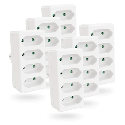 Abbildung von greate 6X 4fach Steckdose für Eurostecker bis 2300W Steckdosenadapter Stecker, ohne Kabel, Mehrfachsteckdose Kabel 4fach, Mehrfachstecker, Verteiler