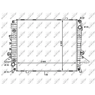 Abbildung von NRF 58463 Kühler, Motorkühlung Aluminium 605 500 40 Kühlrippen gelötet LAND ROVER: Discovery 4, Range Rover Sport