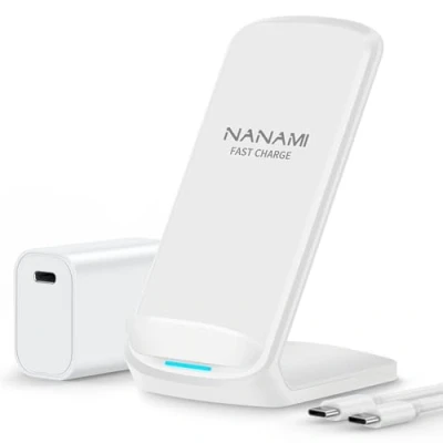 Abbildung von NANAMI Fast Wireless Charger, 10W Qi Induktive Ladestation für Samsung Galaxy S24 S23 S22 S21 Ultra Plus,Handy Ständer (mit USB ladegerät QC 3.0 Adapter) iPhone 16 15 14 13 12 11 Max XR X Pro Mini