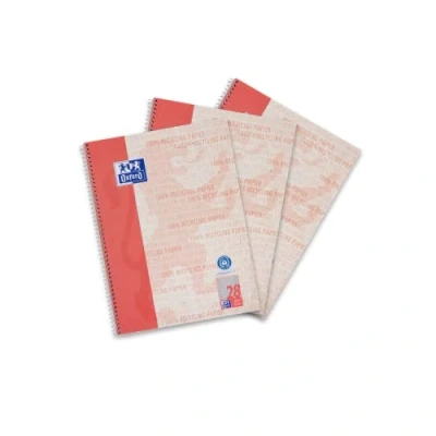 Abbildung von Oxford Recycling Collegeblock A4 kariert mit Doppelrand, 80 Blatt, 3 Stück