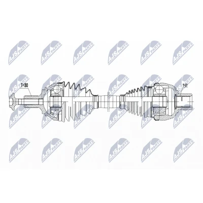 Abbildung von NTY NPW ME 059 Antriebswelle Vorderachse, Vorderachse rechts Schaltgetriebe, Automatikgetriebe, Doppelkupplungsgetriebe MERCEDES BENZ: B Klasse