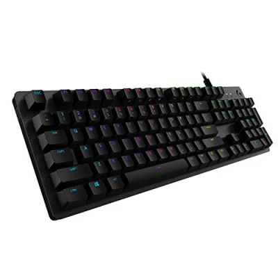 Abbildung von Logitech G512 mechanische Gaming Tastatur, GX Brown Taktile Switches, LIGHTSYNC RGB Beleuchtung, USB Durchschleife, Aluminium Gehäuse, Programmierbare F Tasten, UK QWERTY Layout Schwarz