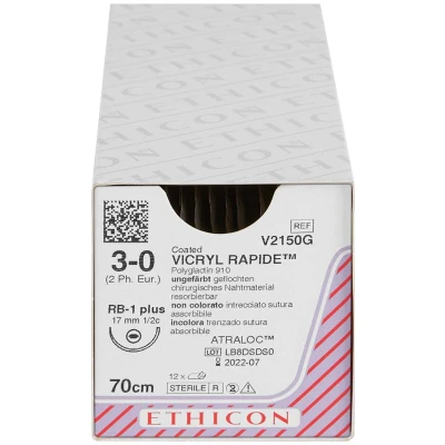 Abbildung von VICRYL rapide ungefärbt geflochten 0,70m 3/0 RB1 PLUS Stärke 2 12er