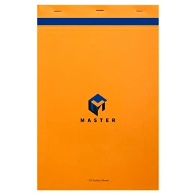 Abbildung von Calligraphe Clairefontaine 10714C Packung mit 5 Schreibblöcken Master kopfseitig geheftet, DIN A4+ 21x31,8 cm, 50 Blatt kariert, 70 g, Orange, 1 Pack