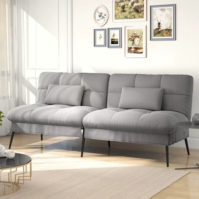 Abbildung von COMHOMA Schlafsofa Bettsofa mit Schlaffunktion, Klappsofa, Couch Gästebett verstellbare Rückenlehne aus Stoff