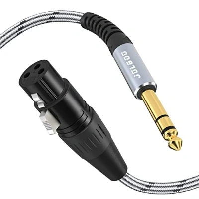 Abbildung von JOLGOO XLR Buchse auf 6,35 mm TRS Stecker, symmetrisches Verbindungskabel, Viertel Zoll Patchkabel, für Mikrofon, Mixer, Gitarre, Verstärker, Lautsprecher 1m