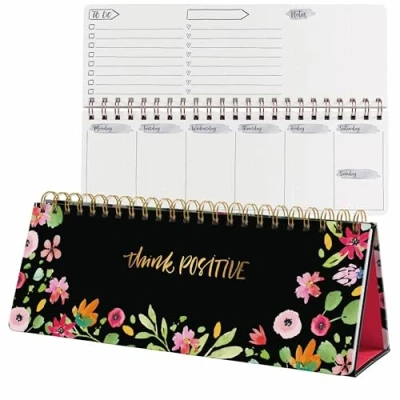 Abbildung von SIGEL JP100 Wochenplaner undatiert, Tischkalender ohne Datum, 100 g/m², Hardcover, 53 Wochen, 124 Seiten, Flower Love, aus nachhaltigem Papier, Jolie