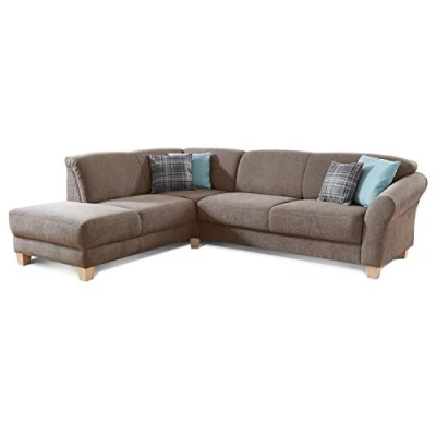 Abbildung von CAVADORE Ecksofa Gootlaand / Große Sitzecke im Landhausstil inkl. praktischer Vorziehfunktion und Bettkasten Mit Federkern Polsterung 257 x 84 212 Braun