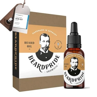 Abbildung von BEARDPRIDE Bio Bartöl Herren I Original Bart Öl aus dem Barbershop Bartpflege für weichen 100% naturreines Bartwuchsöl Beard Oil