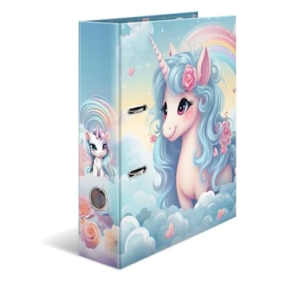 Abbildung von HERMA Ordner A4 Happy Einhorn Set, 5 Stück, 7 cm breit, Ringordner mit Kindergarten Motiv, bunter Aktenordner Innendruck für Jungen, Mädchen und Kinder