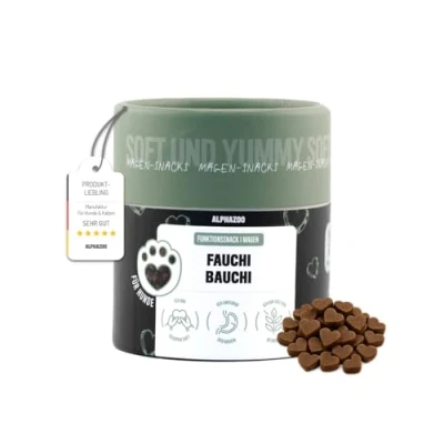 Abbildung von alphazoo Fauchi Bauchi 60g I Weiche Hunde Leckerli Extra Softe Verdauungssnacks für Magen Darmflora Aufbau Bei Durchfall, Sodbrennen, Blähungen &amp; Gras fressen Darmkur Hundeleckerli Darm