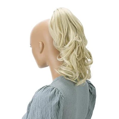 Abbildung von CAISHA 35cm Haarteil Helena Zopf Haarverlängerung mit Butterflyklammer Voluminös Gewellt Hellblond H134