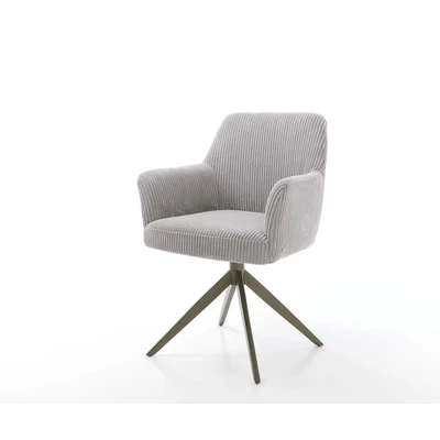 Abbildung von Drehstuhl Xana Flex mit Armlehnen Cord Silbergrau Kreuzgestell breit Effektfinish Titan 360 drehbar Taschenfederkern