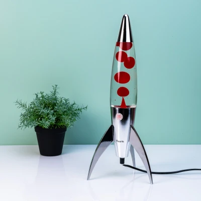 Abbildung von Rocket Lavalampe Silber mit roter Lava