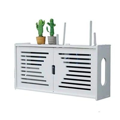 Abbildung von MNBVH Router Wandregal, weiß, Aufbewahrungsbox für WLAN Router, TV Decoder, Wand, Storage Box, Holz Plastik, A