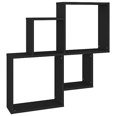 Abbildung von vidaXL Würfelregal Wandregal Hängeregal Cube Lounge CD Regal Dekoregal Bücherregal Schweberegal Wandboard Regalwürfel Schwarz 80x15x78,5cm Holzwerkstoff