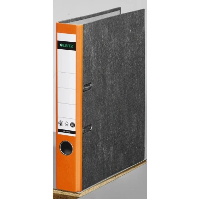 Abbildung von Leitz Qualitäts Ordner, das Original, DIN A4 Aktenordner schmal, 5 cm breit, Wolkenmarmor Papier, Recycling Ordner,Blauer Engel, Mit 180 Mechanik, Höchste Stabilität, Orange, 10505045